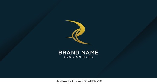 R logo with creative element style Premium Vector part