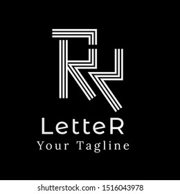 r logo design, r in 3 line logo