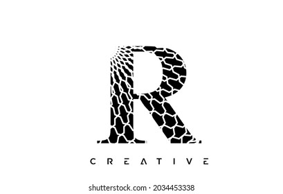 R Logo-Design mit abstrakten Linien. Künstlerische Elegante Schwarz-Weiß-Linien-Symbole Vektorgrafik