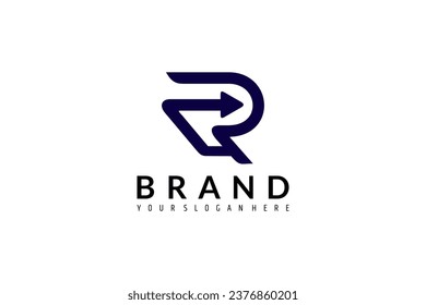 Diseño de logotipo R con combinación de flecha