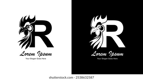 R logo design combined with chicken head