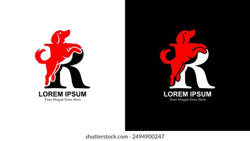 R logo design combined with standing dog