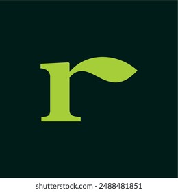 R Logo Design. R Blatt Logo. Geeignet für Landwirtschaft und Umweltindustrie