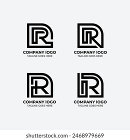 Letra plana del diseño del logotipo de R