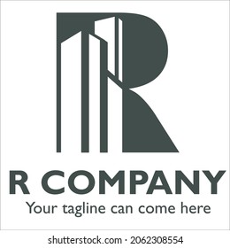 R logo design on Construction theme