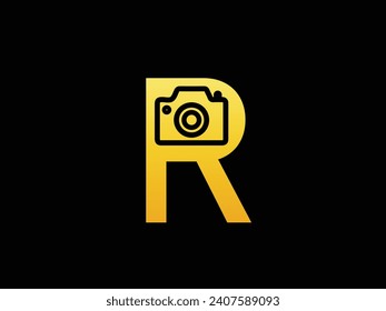 R logo design photography for branding company. camera template vector illustration, icon for your brand.