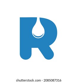 R logo design template , letter R with drop concept