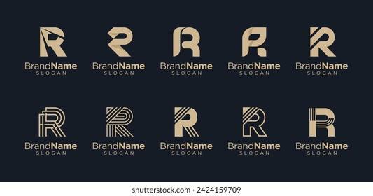 R logo design template. Monogram letter R logo icon vector set
