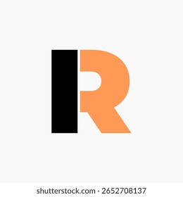 R logo design vector with black and orange color