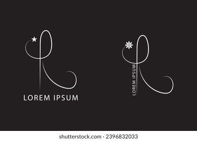 R logo design vector, illustration isolated on black background. 