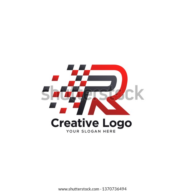 R logo\
designs vector, tech pixel logo\
template