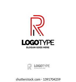 R Logo. Digital Logo template. Black and Red Logo template, Technology Brand Name Design. Creative Symbol Place for Tagline/slogan. Elegant Logo Design Template