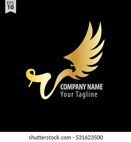 R Logo With Eagle or Hawk Icon Design Template