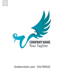 R Logo With Eagle or Hawk Icon Design Template