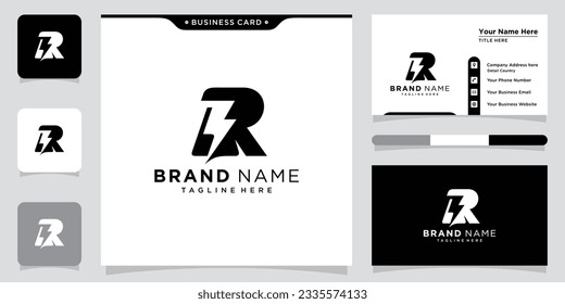 R logo energy vector for identity company. initial letter R thunder template vector illustration.
