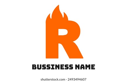 R logo flame. Logotipo moderno con forma de llama de fuego. Logotipo o negocio de iconos para comida, barbacoa o muchos más. Enciende el símbolo moderno