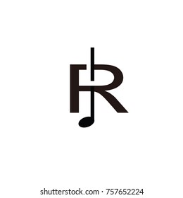 R logo font with music flat vector template