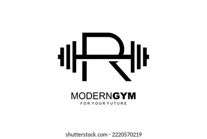 R logo gym vector for identity company. initial letter fitness template vector illustration for your brand.