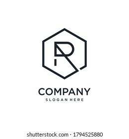 R logo with hexagon concept type R6, luxury, corporate, expensive, clean, company