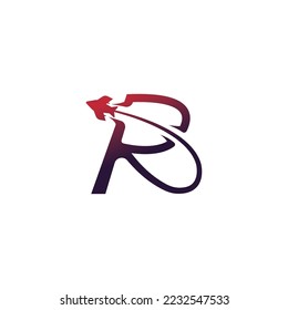 R logo illustration rocket airplane vector design