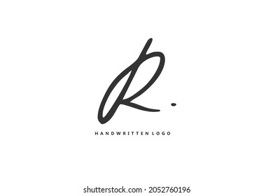 R logo Initial handwriting or handwritten for identity. Logo with signature and hand drawn style.