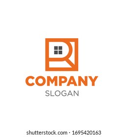 R logo initial letter design template vector with house shape accent
