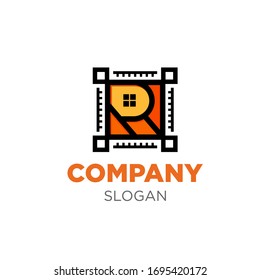 R logo initial letter design template vector with house shape accent