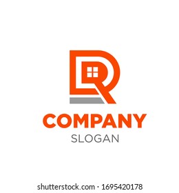 R logo initial letter design template vector with house shape accent