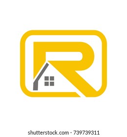 R logo initial letter design template vector with house shape accent