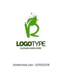 R logo with Leaf Element. Nature Leaf logo designs, Simple leaf logo symbol. Natural, eco food. Organic food badges in vector. Vector logos. Natural logos with leaves. Creative Green Natural Logo temp