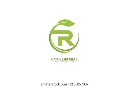 R logo leaf for identity. nature template vector illustration for your brand.