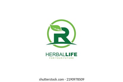 R logo leaf for identity. nature template vector illustration for your brand.
