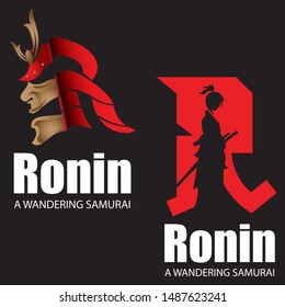 R logo, letter based R icon Wandering Japanese Swordman or Ronin Warrior