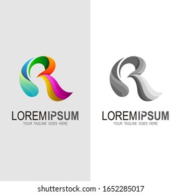 R logo, Letter R logo with colorful design