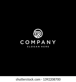 R Logo Letter Negative Space with Arrow Circle Design Template