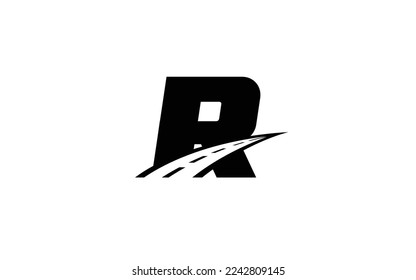 R Letra con logotipo con concepto ROAD para plantilla 
