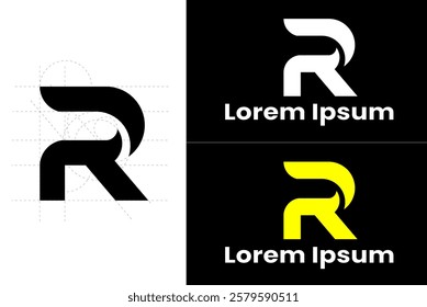 R Logo - Minimalist Geometric Logo: A Monochrome, High-Contrast, and Versatile Design