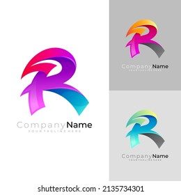 logotipo R con plantilla de diseño moderna, estilo colorido, nombre de la empresa