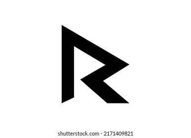 R logo. R monogram. Black origami letter on white background.
