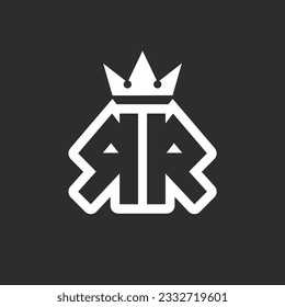 r r logo monogram symbol with crown shape design vector, creative elegant Monogram. Premium Business logo icon. White color on black background