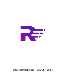 R logo moving. R speed. Fast R letter logo