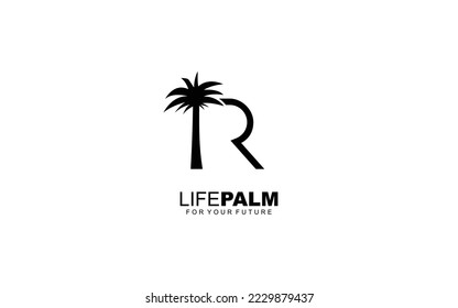 Logotipo R PALM para identidad. ilustración vectorial de plantilla de árbol para su marca.