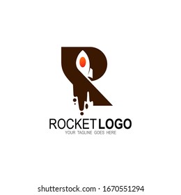 R logo and rocket design template