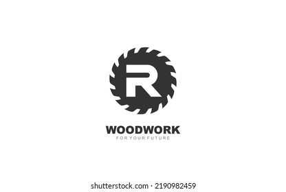 R logo sawmill vector for woodworking company. initial letter carpentry template vector illustration for your brand.