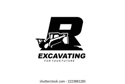 R Logo SKID STEER für Bauunternehmen. Schwere Geräte Vorlage Vektorgrafik für Ihre Marke.