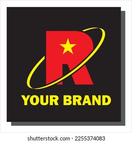 r logo with a star in the center