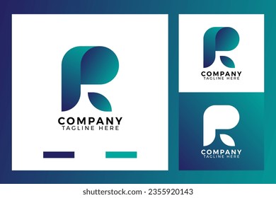 Plantilla de logotipo R con degradado de color