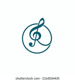 R logo, logo template music business, vector art.