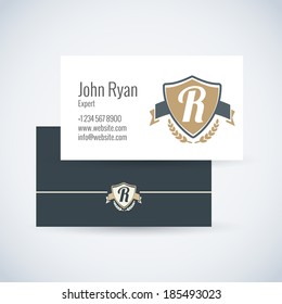 r logo type business card template with initial emblem letter r r logo type white star abstraction background scene performance mark empty marketing printing shadow concept creative banner confirmatio