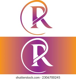 R logo with in vector file. R icon design. R initial alphabet logo design. Purple pink yellow logo design. R in vector file.